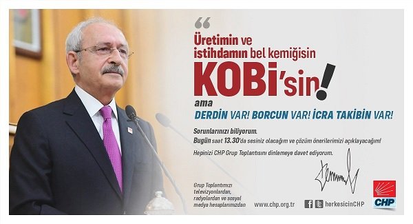 CHP Genel Başkanı Kemal Kılıçdaroğlu grup toplantısında KOBİ'lerin sorunlarını ve partisinin çözüm önerilerini açıklayacak; CHP grup toplantısı 13.30'da