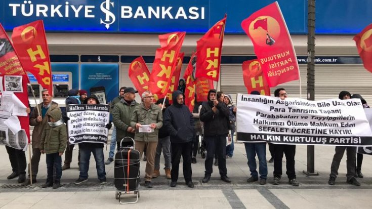 HKP İzmir İl Örgütü'nden asgari ücret protestosu: AKP’gillerin sefalet ücretine hayır diyoruz