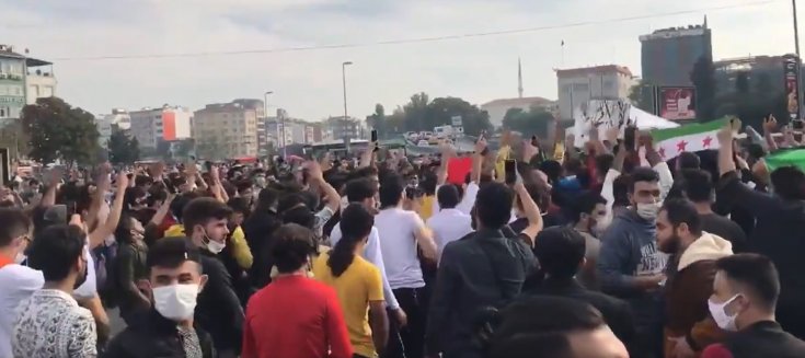 İstanbul Aksaray’da ÖSO bayraklı protesto eylemi