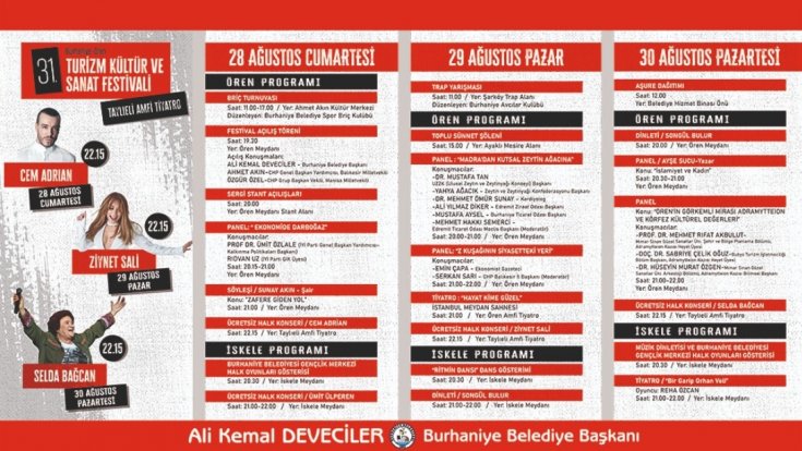 Burhaniye Turizm Kültür ve Sanat Festivali başlıyor Burhaniye Turizm Kültür ve Sanat Festivali başlıyor