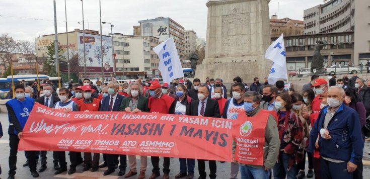 DİSK, KESK, TMMOB ve TTB'nin Ankara birimleri: Çalışırken bulaşmayan ama 1 Mayıs kutlarken bulaşan bir virüs tespit edilmemiştir