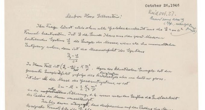 Einstein’ın el yazısı mektubu 1,2 milyon dolara satıldı