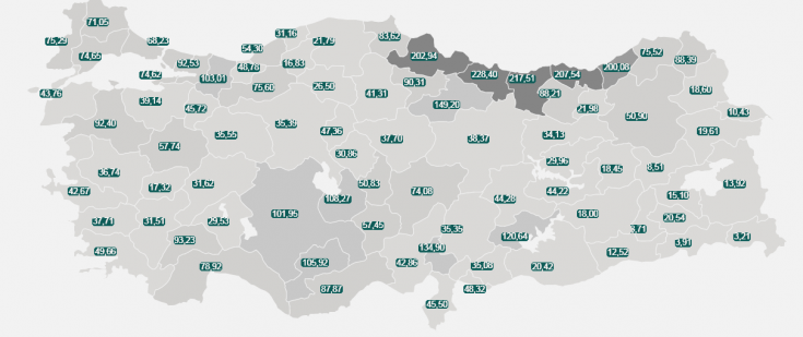 Haftalık vaka artışı haritası yayınlandı Haftalık vaka artışı haritası yayınlandı