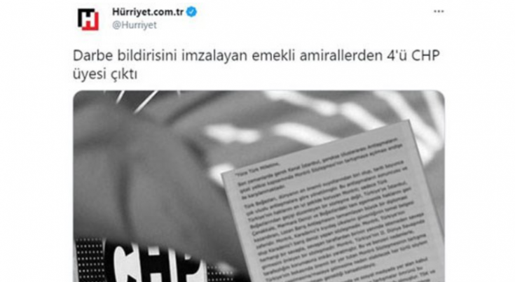 Hürriyet, Erdoğan'ın 'medyada göreceksiniz' sözlerinin ardından emekli amirallerin CHP'li aile üyelerini isim isim yayınladı