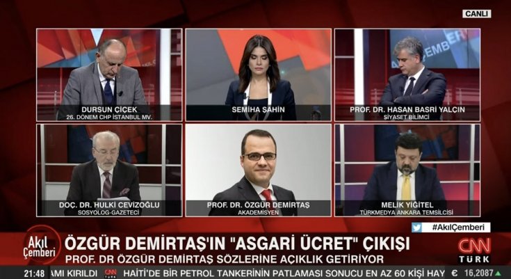 Özgür Demirtaş'tan CNN Türk'e tepki: ' ('Özgür Demirtaş 4 bin lira ücrete karşı mı' alt yazısı) Ben yıllardır televizyona çıkmıyorum, eğer hakkımda öyle yanlış bir altyazı yazılmasaydı da çıkmayacaktım. Asgari ücrete karşı değilim'