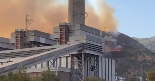 Yangın, Kemerköy Termik Santrali'ne dayandı