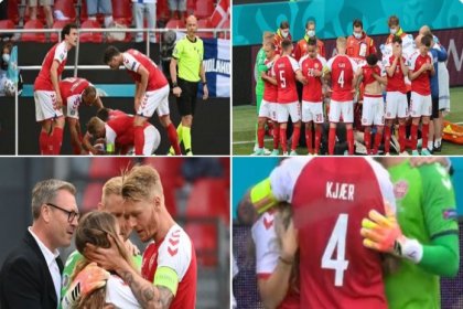EURO 2020 B Grubu ilk hafta maçında Christian Eriksen baygınlık geçirdi; sahada kalp masajı yapıldı; Christian Eriksen'in bilincinin yerinde olduğunu açıkladı