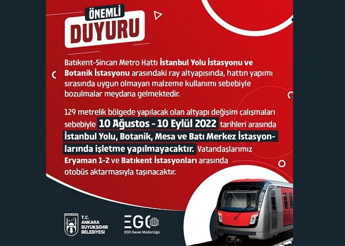 Ankara Metrosu'nda altyapı çalışması başlıyor; hattın yapımı sırasında uygun olmayan malzeme kullanılmış!