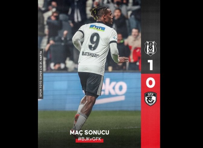 Beşiktaş, Gaziantep FK'yı: 1-0 yendi Beşiktaş, Gaziantep FK'yı: 1-0 yendi