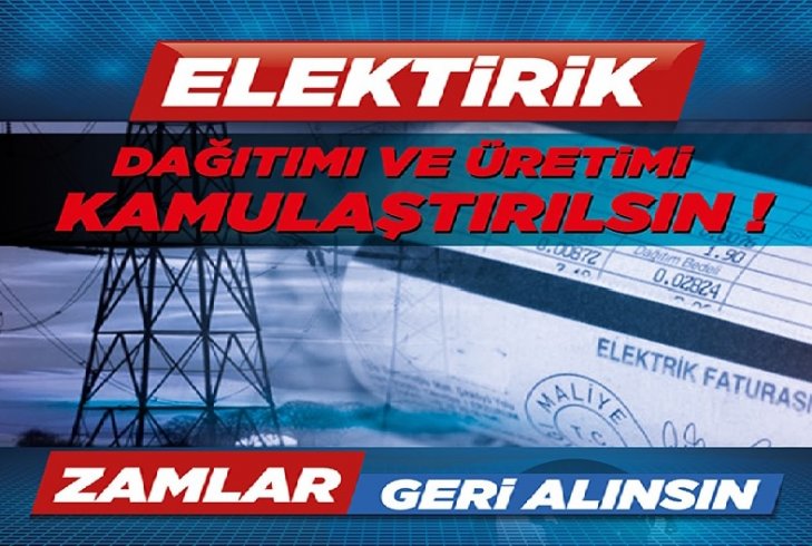 Birleşik Kamu İş Genel Başkanı Balık; Elektrik İdaresi Kamulaştırılsın