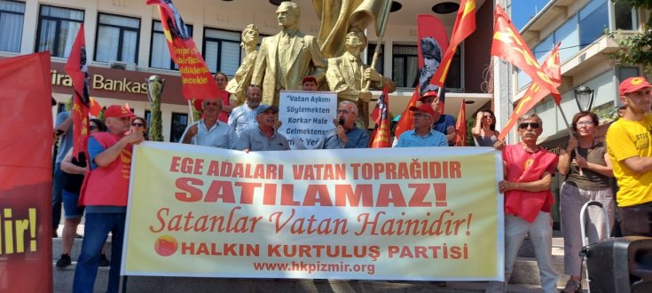HKP'den İzmir'de Yunanistan'a protesto: Lozan'a göre 20 ada Türkiye'ye aittir