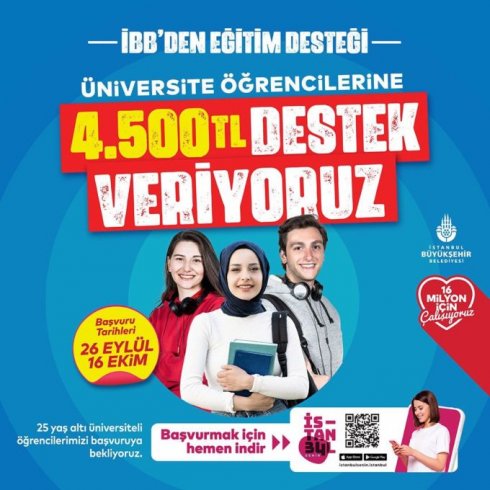 İBB'nin ‘Genç Üniversiteli Desteği’ projesinde 75 bin öğrenciye geri ödemesiz verilecek 4 bin 500 TL burs başvuruları başladı İBB'nin ‘Genç Üniversiteli Desteği’ projesinde 75 bin öğrenciye geri ödemesiz verilecek 4 bin 500 TL burs başvuruları başladı