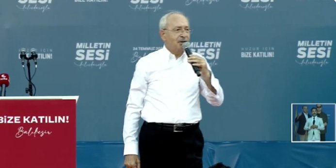 Kılıçdaroğlu, Balıkesir'de Milletin Sesi mitinginde konuştu; Bay Kemal olmak için önce ahlaklı olacaksın, kul hakkı yemeyeceksin, adaletli olacaksın, emperyal güçlerin karşısında diz çökmeyeceksin
