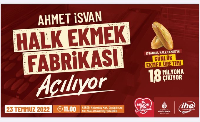 Kılıçdaroğlu ve İmamoğlu ‘Ahmet İsvan Halk Ekmek Fabrikası’ açılışını gerçekleştirecek