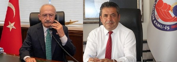 Kılıçdaroğlu'ndan, TÜİK önünde şiddette maruz kalan ve gözaltına alınan Birleşik Kamu-İş Genel Başkanı Mehmet Balık'a dayanışma telefonu Kılıçdaroğlu'ndan, TÜİK önünde şiddette maruz kalan ve gözaltına alınan Birleşik Kamu-İş Genel Başkanı Mehmet Balık'a dayanışma telefonu
