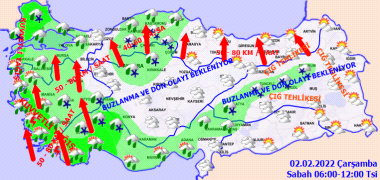 Meteoroloji uyardı; bölgesel kuvvetli yağış ve rüzgar, çığ, buzlanma ve don olacak