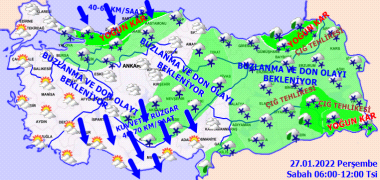 Meteoroloji uyardı; Türkiye genelinde kuvvetli yağış, kuvvetli rüzgar, buzlanma ve don olacak Meteoroloji uyardı; Türkiye genelinde kuvvetli yağış, kuvvetli rüzgar, buzlanma ve don olacak