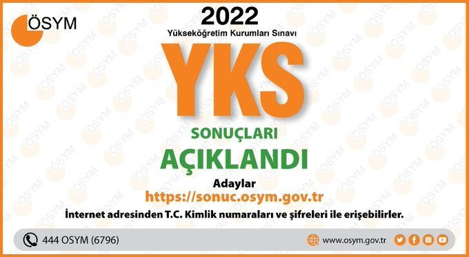 ÖSYM Başkanı Aygün; 2022-YKS sonuçlarını ÖSYM internet sayfamızdan açıkladık