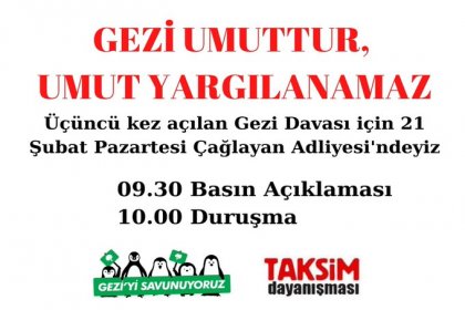 3. Gezi Davası 21 Şubat'ta görülecek