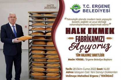 Ergene Belediyesi üretimini arttırdığı yeni Halk Ekmek fabrikasını açıyor