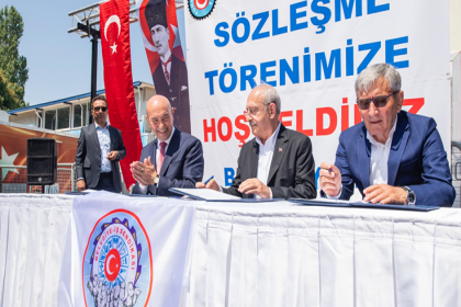 Kılıçdaroğlu, İzmir'de toplu iş sözleşmesi töreninde konuştu; 'Örgütlü olduğunuz için güçlüsünüz'