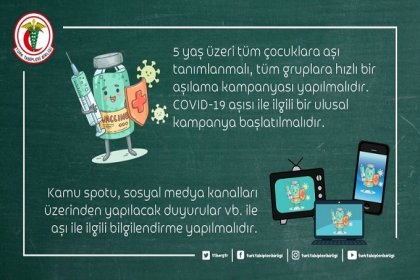 TTB'den iktidara; eğitimin yüz yüze, kesintisiz ve sağlıklı sürdürülmesi için gerekli önlemler hızla alınmalıdır