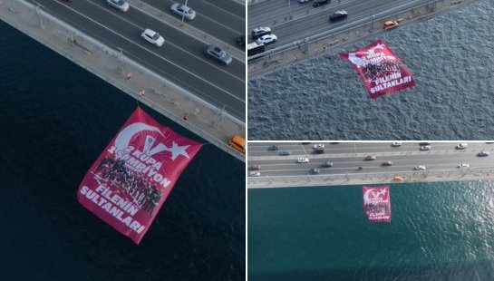 Çifte Kupalı Şampiyon Filenin Sultanları’nın Bayrağı Boğaz’daki Köprülere Asıldı!