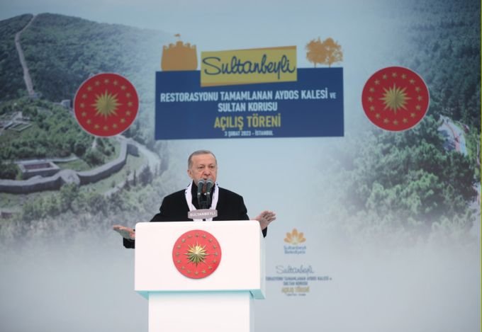 Erdoğan, restorasyonu tamamlanan Aydos Kalesi ile Sultan Korusu’nun açılış törenine katıldı