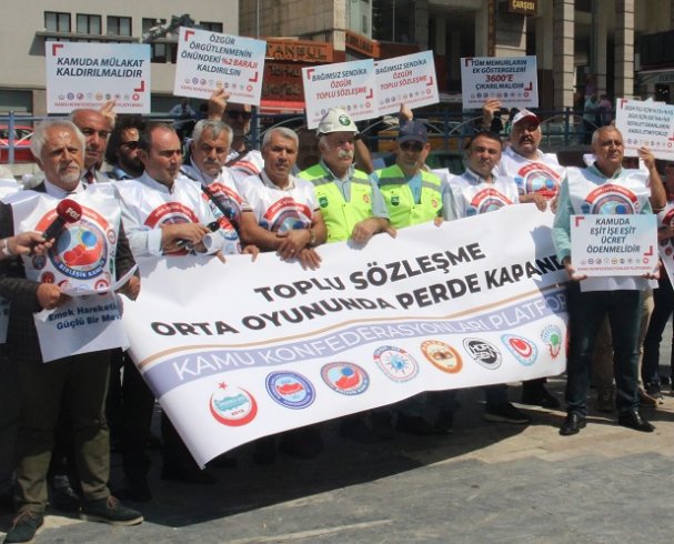 Kamu Konfederasyonları Platformu, Kamu emekçilerinin 2024/2025 yıllarını kapsayan 7. Dönem Toplu Sözleşme zamlarını protesto etti