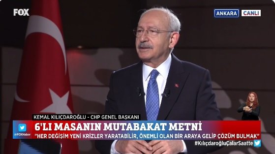 Kılıçdaroğlu, 'Altı lider, bu memlekette artık huzur olsun bu memleketi bir ayağa kaldıralım istiyoruz'