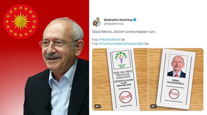 Selahattin Demirtaş'tan 13. Cumhurbaşkanı Kılıçdaroğlu paylaşımı