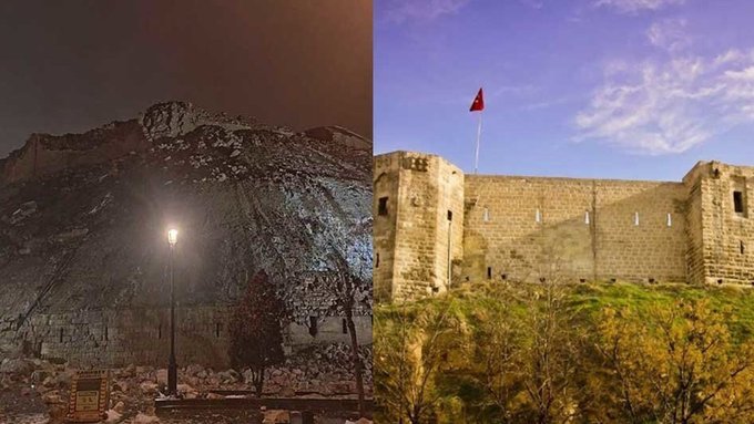 Tarihi Gaziantep Kalesi de deprem sırasında yıkıldı