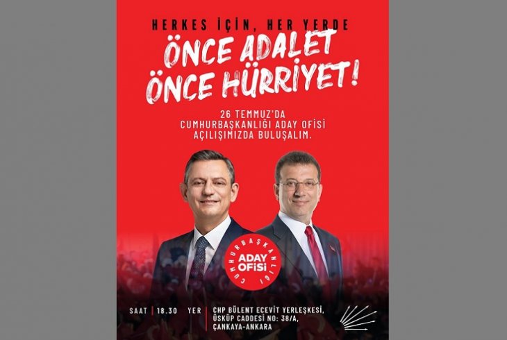 Özgür Özel, 26 Temmuz'da Ankara'da Cumhurbaşkanlığı Aday Ofisi açılışı yapacak