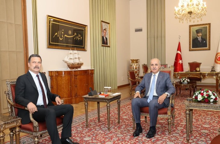 TBMM Başkanı Numan Kurtulmuş, TİP Genel Başkanı Erkan Baş’ı kabul etti