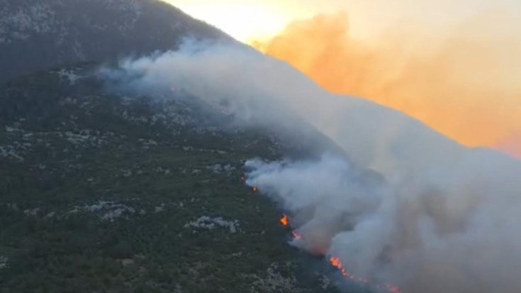 Antalya Kaş'ta orman yangını: Alevler rüzgarın etkisiyle büyüdü
