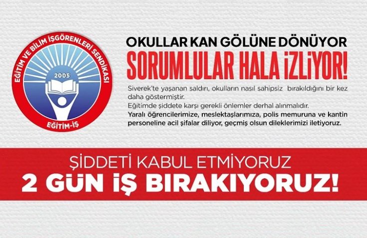 Eğitim İş Sendikası: 15-16 Nisan tarihlerinde 2 gün süreyle iş bırakıyoruz! Eğitim İş Sendikası: 15-16 Nisan tarihlerinde 2 gün süreyle iş bırakıyoruz!