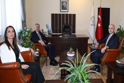 Numan Kurtulmuş, DEM Parti Eş Genel Başkanları Tuncer Bakırhan ve Tülay Hatimoğulları ile görüştü